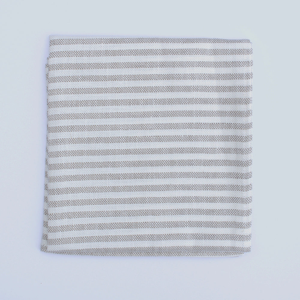 Fog Linen Work Chambray Towel: Natural Stripe