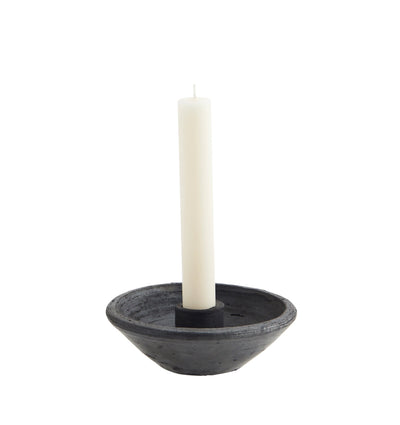 handmade-candle-holder-from-black-clay